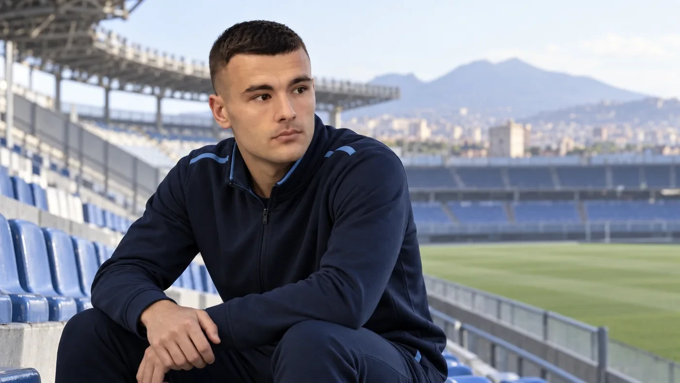 Alessandro Buongiorno quan sát sân trước buổi tập