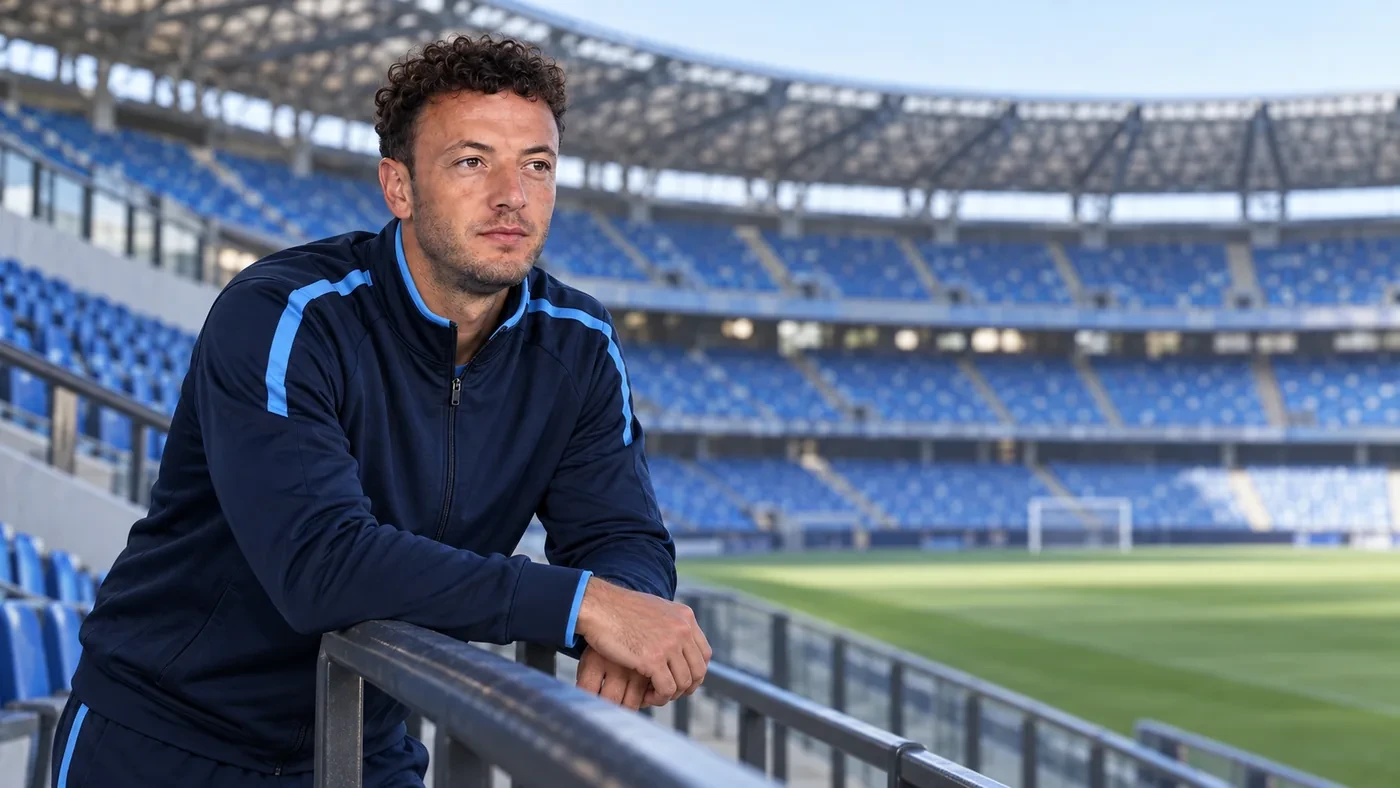 Amir Rrahmani quan sát sân vận động tại Naples