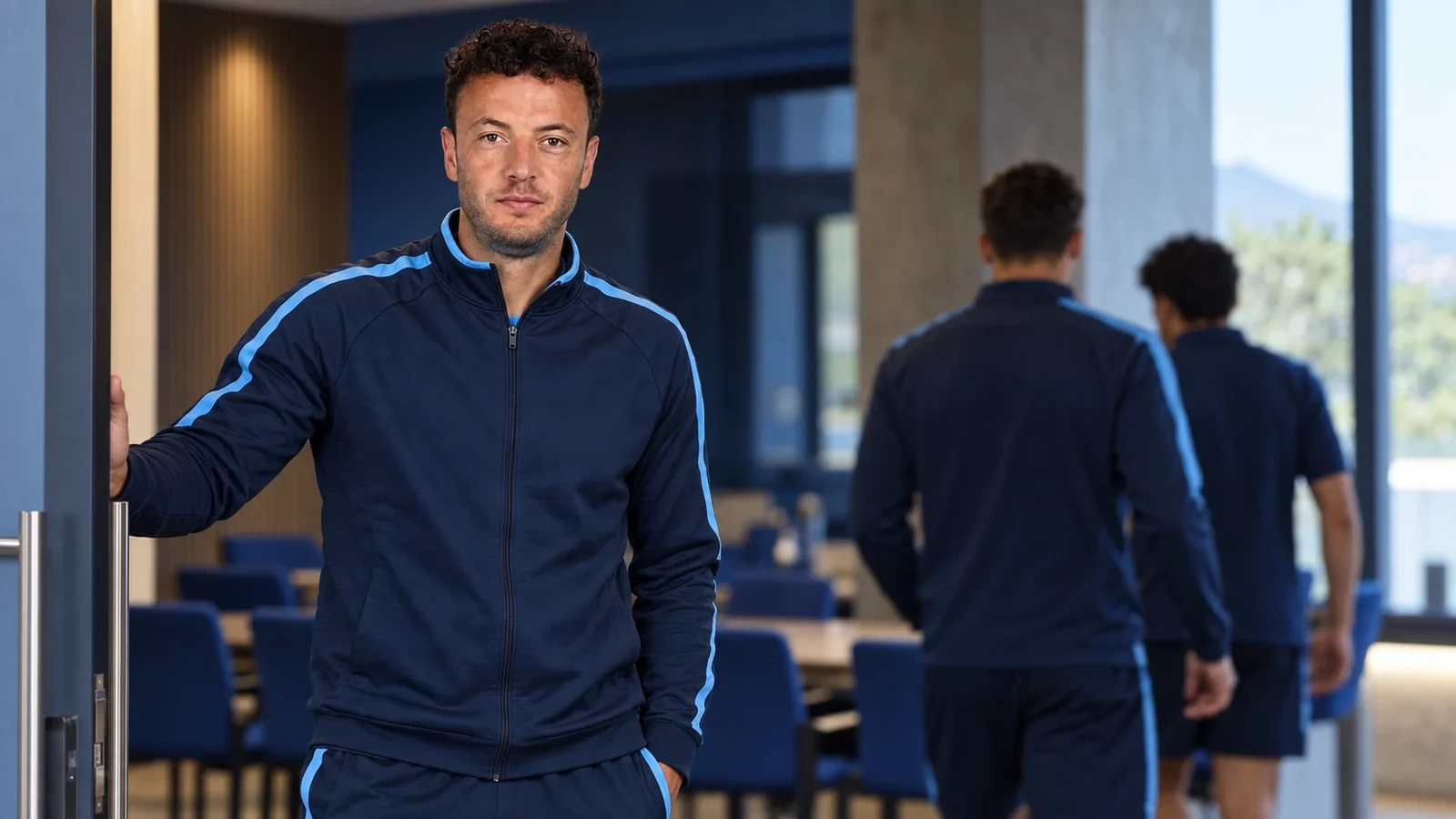 Amir Rrahmani tại khu họp đội của Napoli trước buổi tập