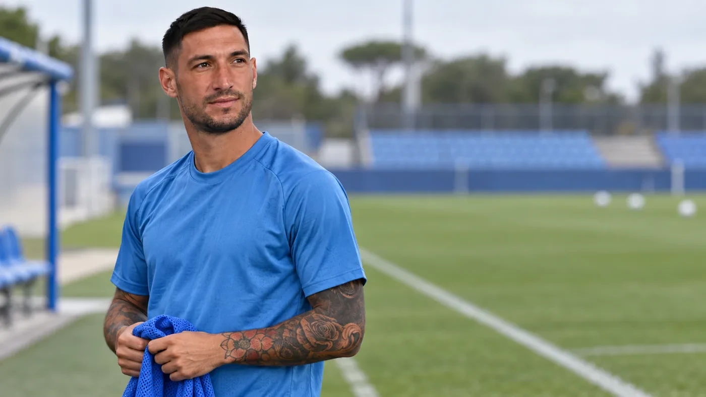 Matteo Politano quan sát sân trước buổi tập