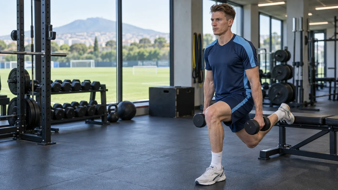 Scott McTominay thực hiện bài tập sức mạnh trong phòng gym